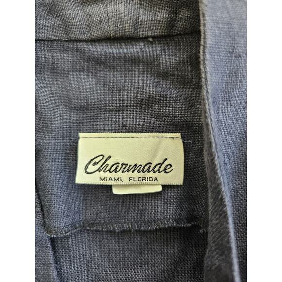 Vintage Charmade 100% Linen Open Blazer Jacket Women's Size 11/12 Coastal - Picture 9 of 10